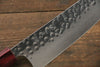 Yoshimi Kato Silver Steel No.3 Hammered Santoku Japanese Chef Knife 165mm with Red Honduras Handle - Japannywholesale