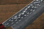 Yoshimi Kato Silver Steel No.3 Hammered Santoku Japanese Chef Knife 165mm with Red Honduras Handle - Japannywholesale