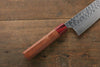 Yoshimi Kato Silver Steel No.3 Hammered Santoku Japanese Chef Knife 165mm with Red Honduras Handle - Japannywholesale