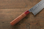 Yoshimi Kato Silver Steel No.3 Hammered Santoku Japanese Chef Knife 165mm with Red Honduras Handle - Japannywholesale