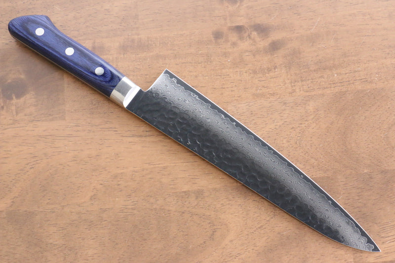 Seisuke VG10 33 Layer Hammered Damascus Gyuto  210mm Blue Pakka wood Handle - Japannywholesale