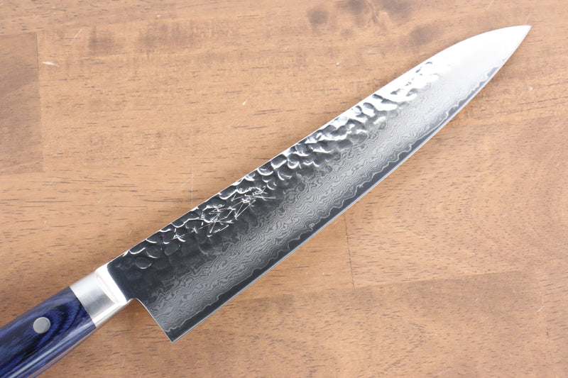 Seisuke VG10 33 Layer Hammered Damascus Gyuto  210mm Blue Pakka wood Handle - Japannywholesale