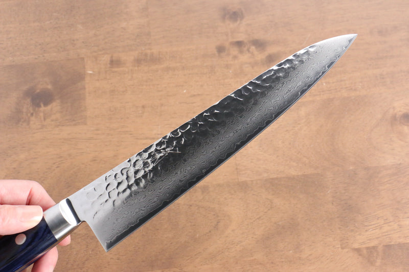 Seisuke VG10 33 Layer Hammered Damascus Gyuto  210mm Blue Pakka wood Handle - Japannywholesale