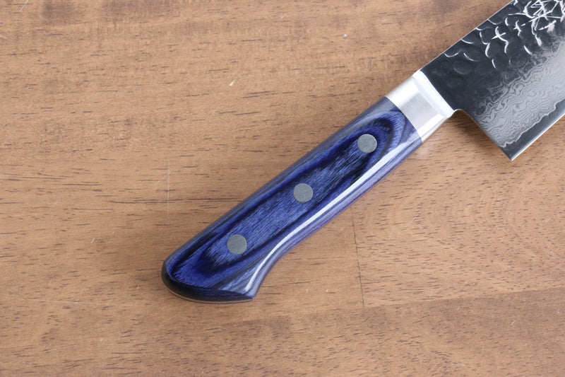 Seisuke VG10 33 Layer Hammered Damascus Gyuto  210mm Blue Pakka wood Handle - Japannywholesale