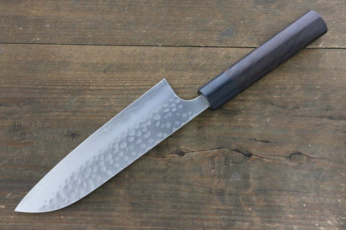 Yoshimi Kato Silver Steel No.3 Hammered Santoku Japanese Chef Knife 165mm - Japannywholesale