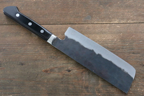 Fujiwara Teruyasu Fujiwara Teruyasu Denka Blue Super Black Finished Nakiri  165mm with Black Pakka wood Handle - Japannywholesale