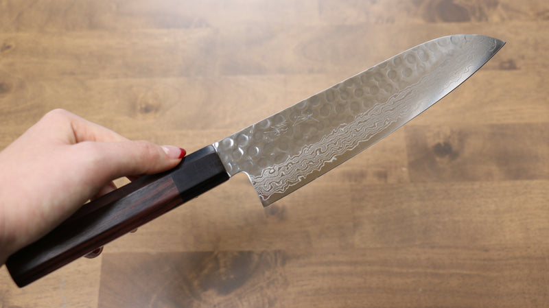 Seisuke AUS10 45 Layer Damascus Santoku  180mm Shitan Handle - Japannywholesale