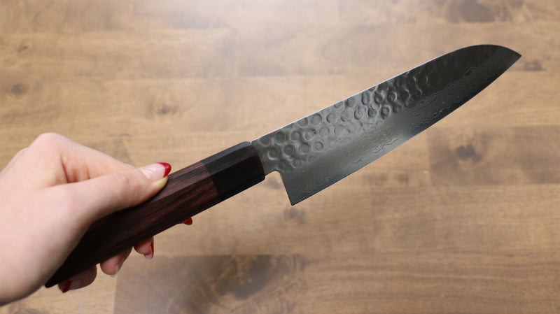 Seisuke AUS10 45 Layer Damascus Santoku  180mm Shitan Handle - Japannywholesale