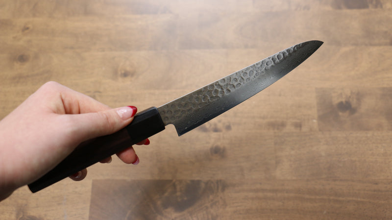 Seisuke AUS10 45 Layer Damascus Petty-Utility  150mm Shitan Handle - Japannywholesale