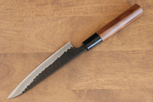 Nao Yamamoto Blue Steel Kurouchi Hammered(Maru) Petty-Utility  140mm Walnut Handle - Japannywholesale