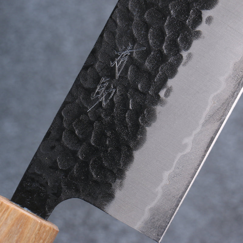 Seisuke Shitan Blue Super Hammered Kurouchi Nakiri  165mm Shitan Handle - Japannywholesale