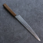 Seisuke Nami AUS10 Mirrored Finish Damascus Sujihiki  240mm Oak Handle - Japannywholesale