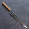 Seisuke Tsukikage AUS10 Migaki Finished Hammered Damascus Sujihiki  270mm Oak Handle - Japannywholesale