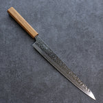 Seisuke Tsukikage AUS10 Migaki Finished Hammered Damascus Sujihiki  270mm Oak Handle - Japannywholesale