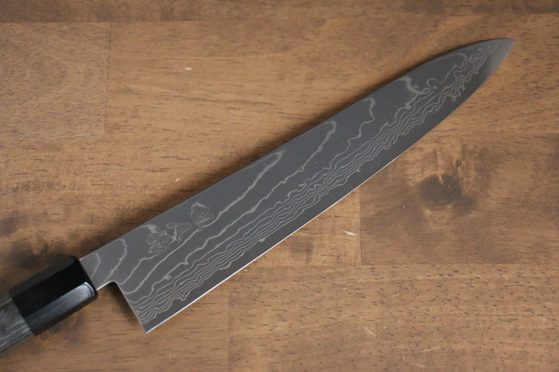 Kajin Cobalt Special Steel Damascus Gyuto  240mm Gray Pakka wood Handle - Japannywholesale