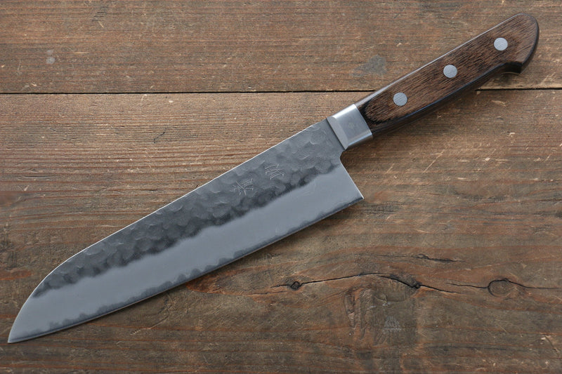 Seisuke AUS8 Hammered Santoku  180mm with Brown Pakka wood Handle - Japannywholesale