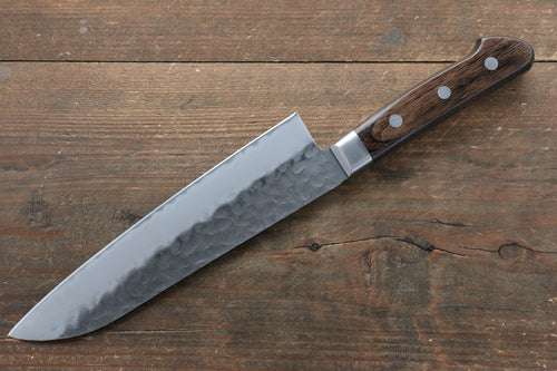 Seisuke AUS8 Hammered Santoku  180mm with Brown Pakka wood Handle - Japannywholesale