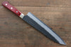 Seisuke Kurobeni Blue Super Hammered Kurouchi Gyuto  210mm Red Pakka wood Handle - Japannywholesale