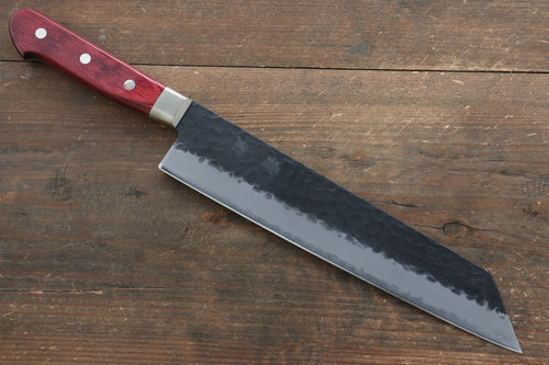 Seisuke Kurobeni Blue Super Hammered Kurouchi Kiritsuke Gyuto  240mm Red Pakka wood Handle - Japannywholesale