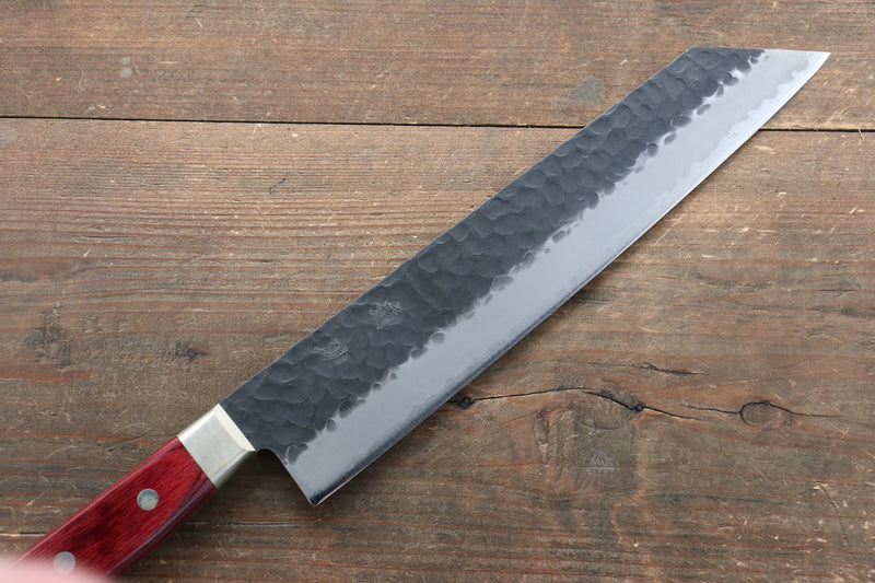 Seisuke Kurobeni Blue Super Hammered Kurouchi Kiritsuke Gyuto  240mm Red Pakka wood Handle - Japannywholesale