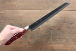 Seisuke Kurobeni Blue Super Hammered Kurouchi Kiritsuke Gyuto  240mm Red Pakka wood Handle - Japannywholesale