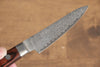 Seisuke Mokusei ZA-18 Mirrored Finish Damascus Petty-Utility  80mm Brown Pakka wood Handle - Japannywholesale