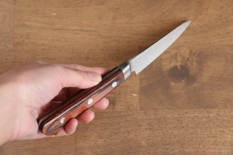 Seisuke Mokusei ZA-18 Mirrored Finish Damascus Petty-Utility  80mm Brown Pakka wood Handle - Japannywholesale