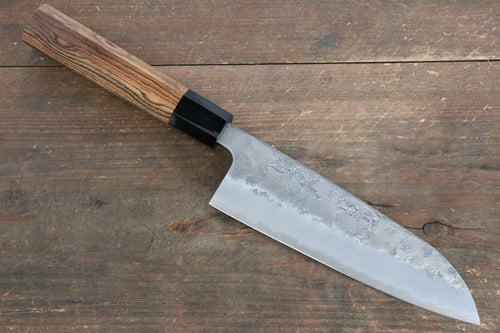 Sakai Takayuki Silver Steel No.3 Nashiji Santoku  170mm Black Persimmon Handle - Japannywholesale