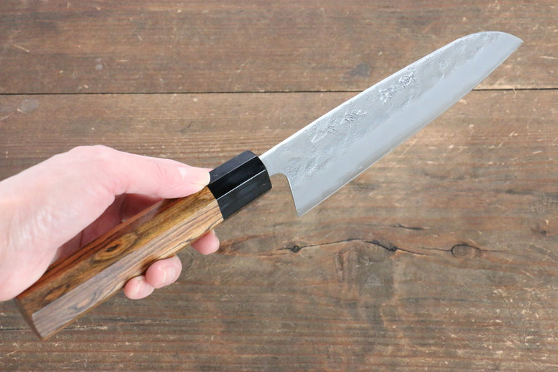 Sakai Takayuki Silver Steel No.3 Nashiji Santoku  170mm Black Persimmon Handle - Japannywholesale