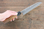 Sakai Takayuki Silver Steel No.3 Nashiji Santoku  170mm Black Persimmon Handle - Japannywholesale