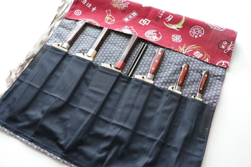 Japanese Style Knife Roll Akafune Ura Star 7 Pockets - Japannywholesale