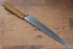 Seisuke Tsukikage AUS10 Migaki Finished Hammered Damascus Sujihiki  240mm Oak Handle - Japannywholesale