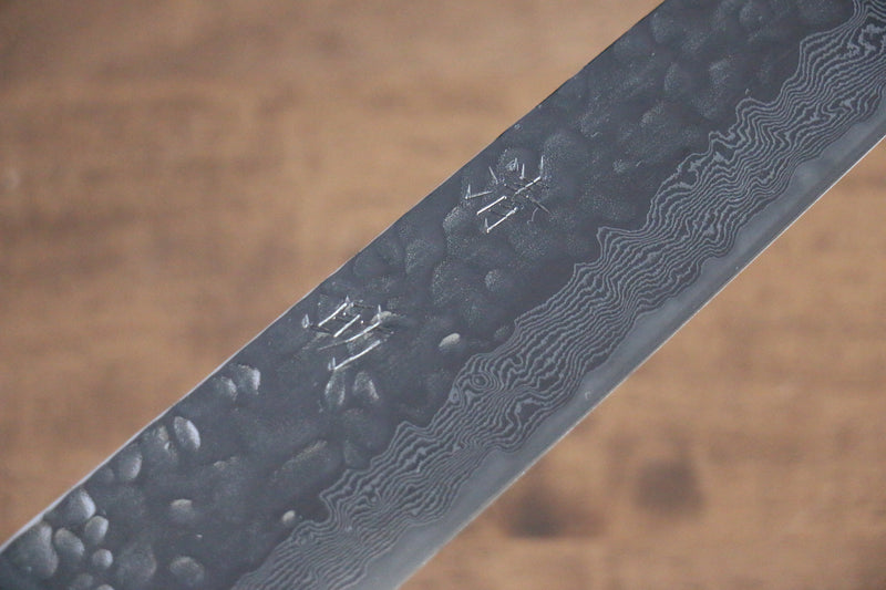 Seisuke Tsukikage AUS10 Migaki Finished Hammered Damascus Sujihiki  240mm Oak Handle - Japannywholesale