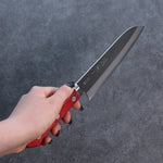 Seisuke Blue Super Migaki Finished Santoku  170mm Red and Black Pakka wood Handle - Japannywholesale