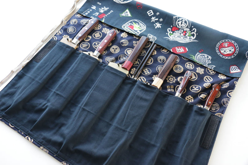 Japanese Style Knife Roll Konfune Ura Goldkamon 7 Pockets - Japannywholesale