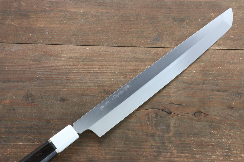 Sakai Takayuki Genbu Honyaki White Steel No.2 Sakimaru Yanagiba  300mm Ebony with Double Ring Handle with Sheath - Japannywholesale