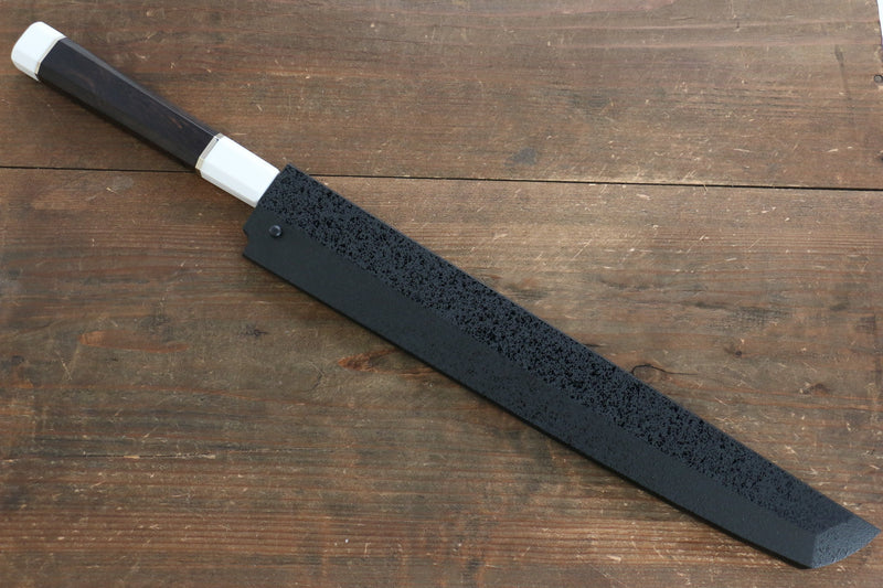 Sakai Takayuki Genbu Honyaki White Steel No.2 Sakimaru Yanagiba  300mm Ebony with Double Ring Handle with Sheath - Japannywholesale