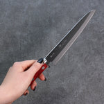 Seisuke Blue Super Migaki Finished Gyuto  180mm Red and Black Pakka wood Handle - Japannywholesale