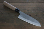 Seisuke Blue Steel No.2 Nashiji Santoku  165mm Chestnut Handle - Japannywholesale