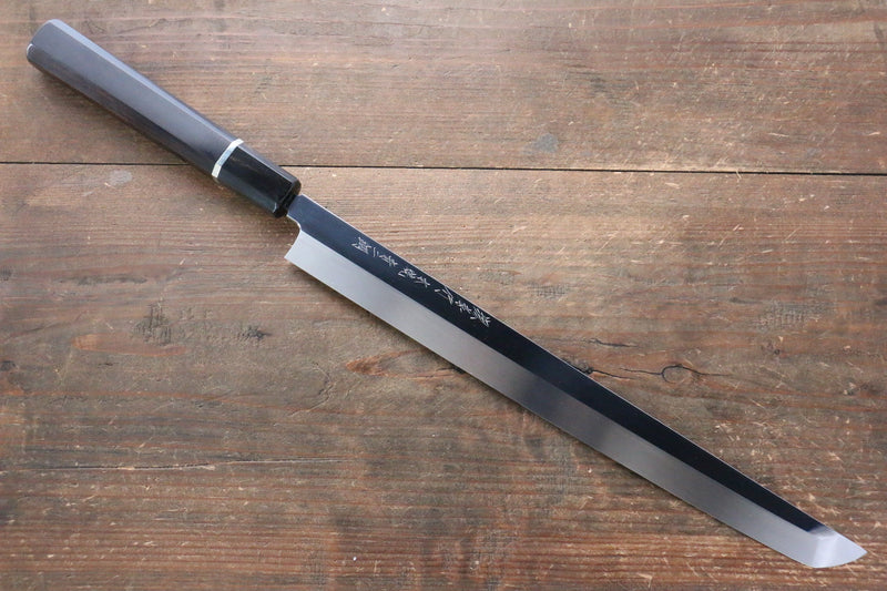 Sakai Takayuki Honyaki Blue Steel No.2 Mirrored Finish Sakimaru Takohiki  300mm Ebony with Ring Handle with Sheath - Japannywholesale