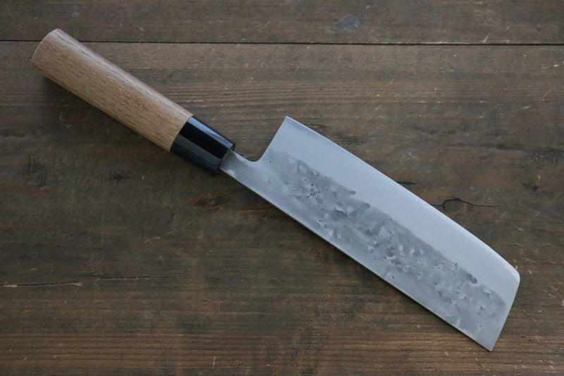 Seisuke Blue Steel No.2 Nashiji Nakiri  165mm Chestnut Handle - Japannywholesale