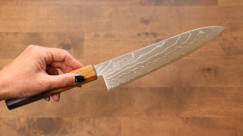 Kajin Cobalt Special Steel Damascus Gyuto  210mm Burnt Oak (Mehakkaku) Handle - Japannywholesale