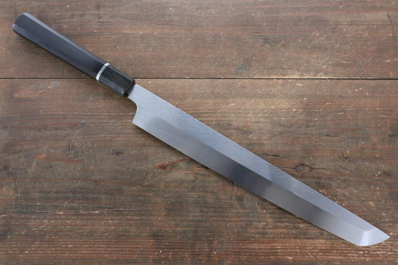 Sakai Takayuki Genbu Honyaki White Steel No.2 Sakimaru Yanagiba  300mm Ebony with Ring Handle with Sheath - Japannywholesale