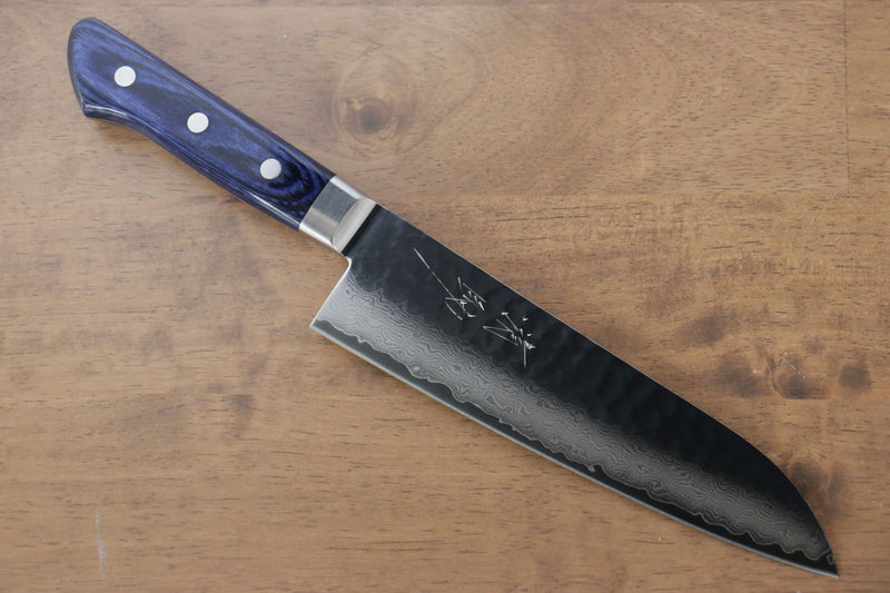 Seisuke Seiun VG10 33 Layer Damascus Santoku  180mm Blue Pakka wood Handle - Japannywholesale