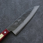 Seisuke Blue Super Hammered Santoku  165mm Red Pakka wood Handle - Japannywholesale