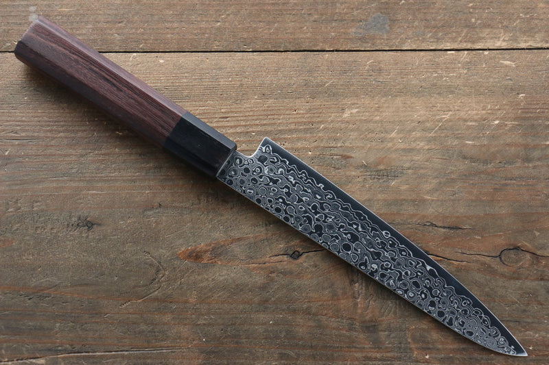 Seisuke AUS10 Damascus Petty-Utility  150mm Shitan Handle - Japannywholesale