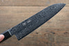 Seisuke AUS10 Damascus Santoku  180mm Shitan Handle - Japannywholesale