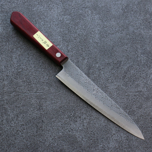 Seisuke Blue Super Hammered Petty-Utility  150mm Red Pakka wood Handle - Japannywholesale