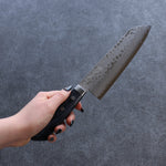 Kunihira Sairyu VG10 Damascus Santoku  170mm Navy blue Pakka wood Handle - Japannywholesale