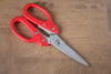 Stainless Steel Kitchen Scissors  Red Plastic Handle - Japannywholesale